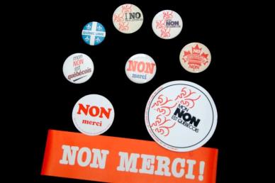Buttons and bumper stickers from the 1980 Quebec sovereignty vote.